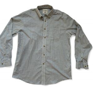 L.L. Bean Checkered Button-Down – White with black and blue checks - Size M